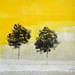 Gemälde Deux arbres dans le jaune von Escolier Odile | Gemälde Figurativ Landschaften Acryl
