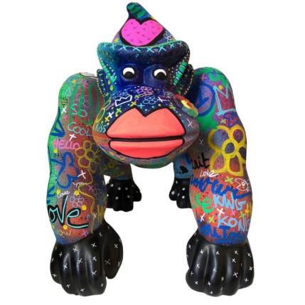 Sculpture Kong: kiss kiss by Salvan Pauline  | Sculpture Pop art Resin Animals