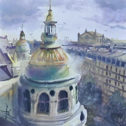 Painting depuis le dome du printemps by Abbatucci Violaine | Painting Figurative Watercolor Urban
