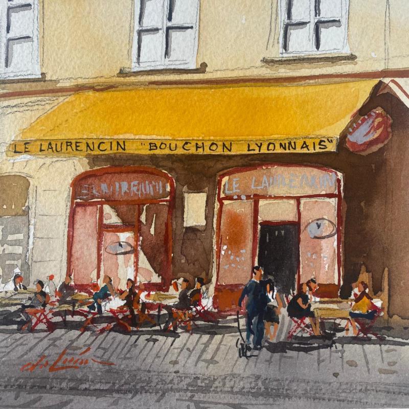 Painting Café de Lyon by De León Lévi Marcelo | Painting Figurative Watercolor Life style, Pop icons, Urban