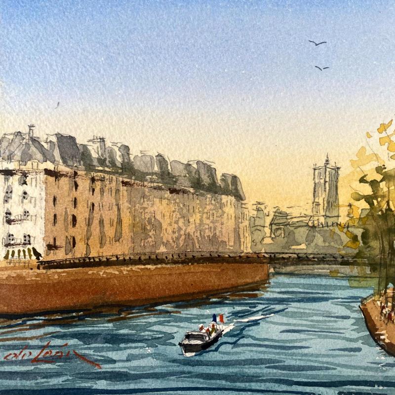 Painting Pont St Louis by De León Lévi Marcelo | Painting Figurative Landscapes Urban Watercolor