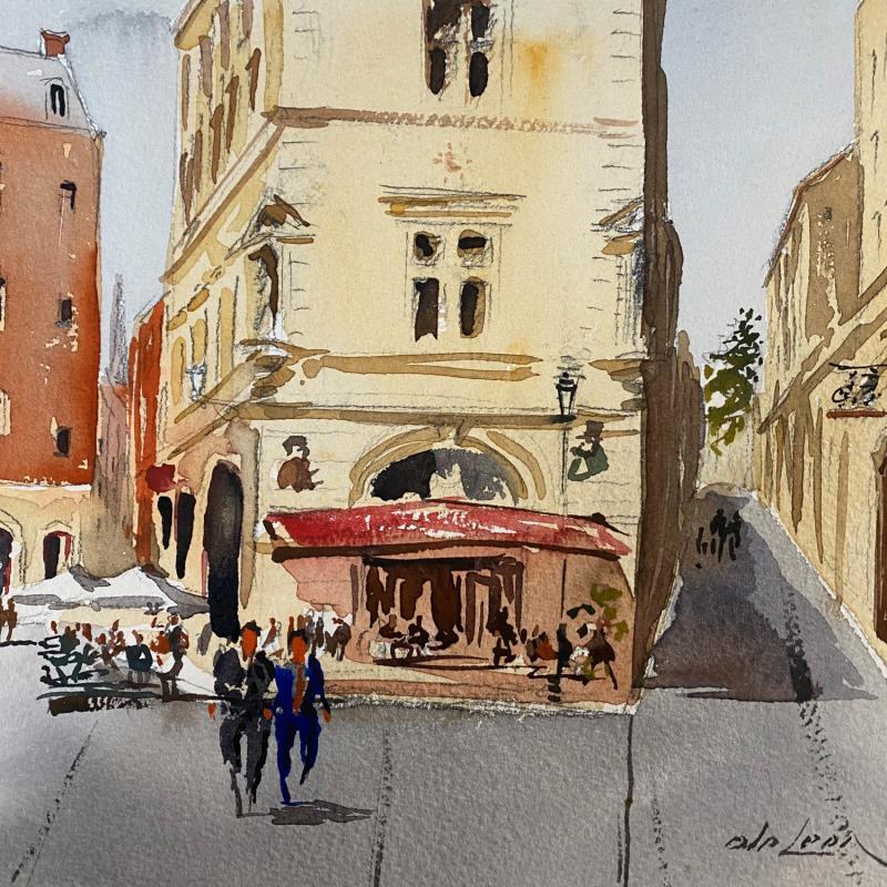Painting Angle de Lyon by De León Lévi Marcelo | Painting Figurative Landscapes Urban Watercolor