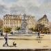 Peinture Place des Jacobins  par De León Lévi Marcelo | Tableau Figuratif Paysages Urbain Aquarelle