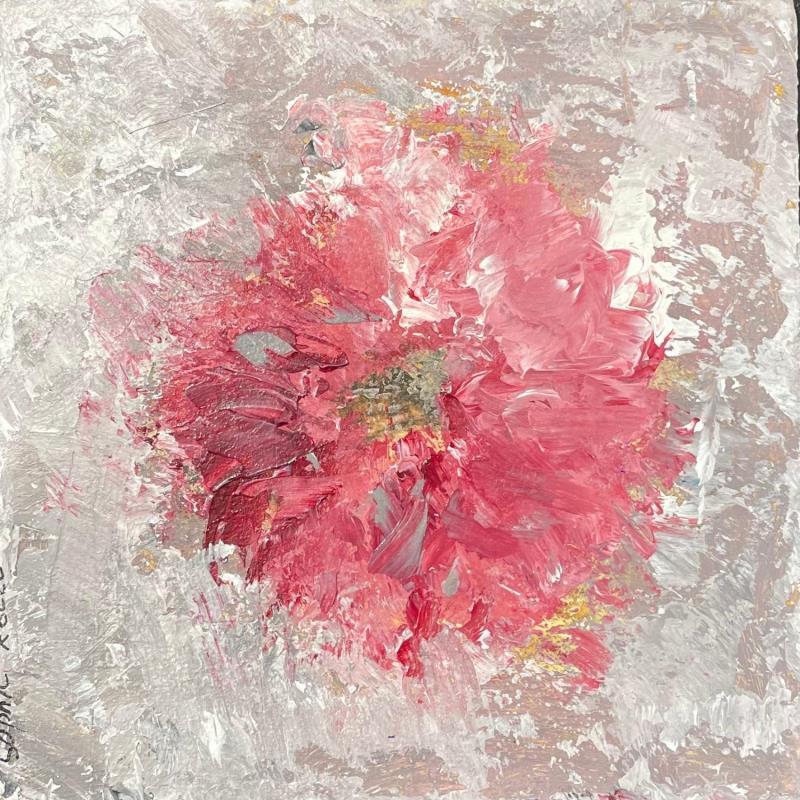 Painting Pivoine by Rocco Sophie | Painting Raw art Still-life Cardboard Acrylic Gluing Sand
