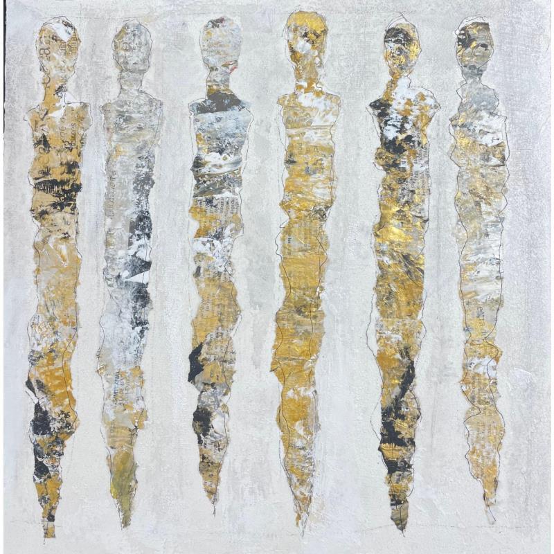 Peinture Complicité par Rocco Sophie | Tableau Art Singulier carton Mixte Huile Collage
