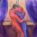 Painting Le baiser à la fenêtre, d'après E. Munch by Coline Rohart  | Painting Figurative Portrait Life style Nude Oil