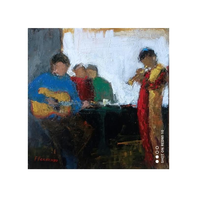Painting le petit musicien by Fernando | Painting Figurative Life style Oil