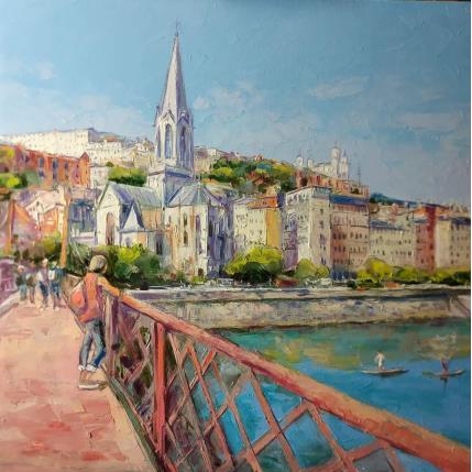 Painting Passerelle Paul Couturier by Arkady | Painting Figurative Oil Landscapes, Urban