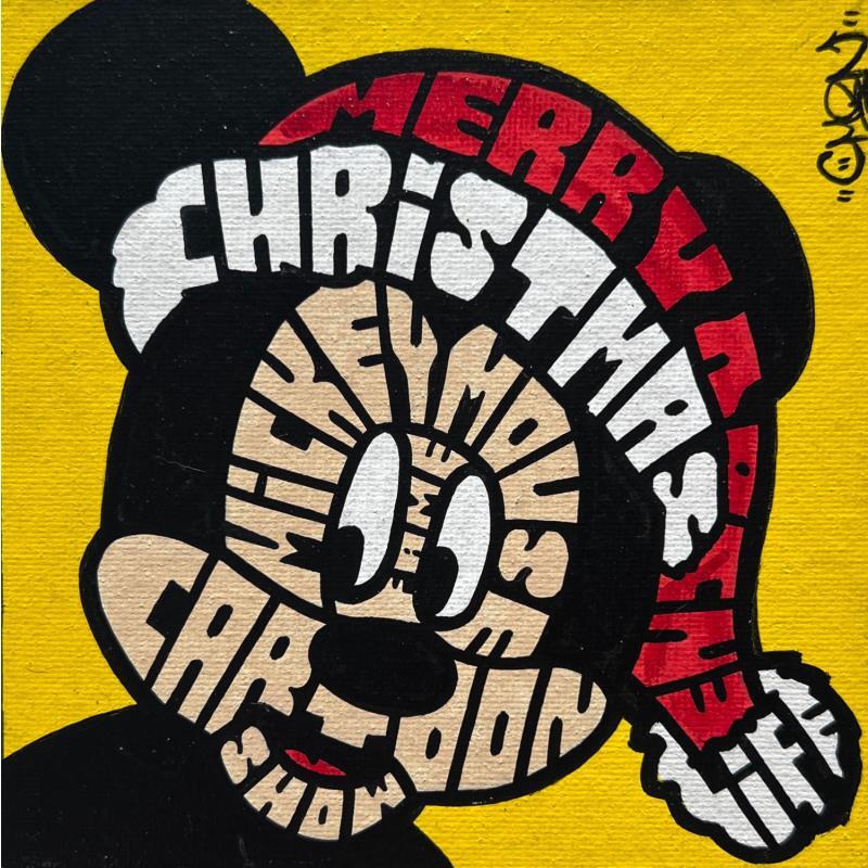 Gemälde Mickey Christmas von Cmon | Gemälde Street art Pop-Ikonen