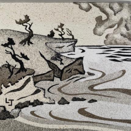 Gemälde La falaise et l'orage von Jovys Laurence  | Gemälde Materialismus Sand Landschaften, Marine