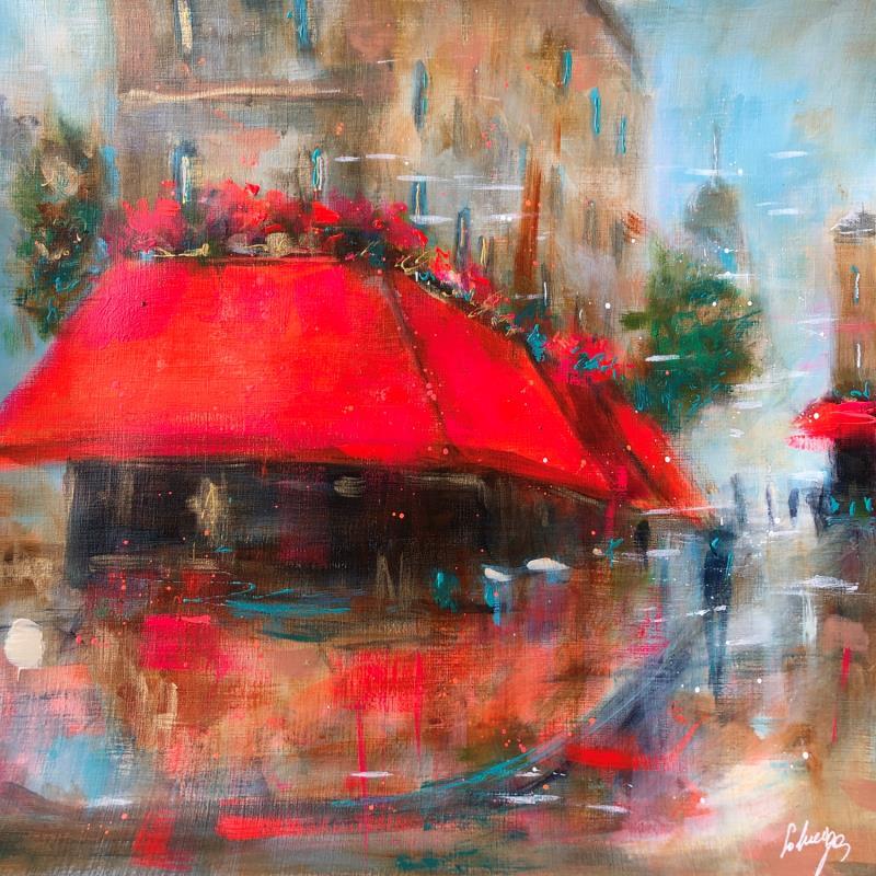 Painting Montmartre café by Solveiga | Painting Figurative Landscapes Urban Life style Acrylic