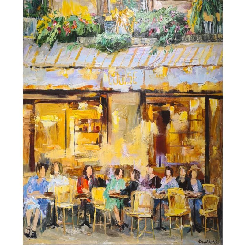 Painting Café Louise  by Novokhatska Olga | Painting Figurative Oil Urban