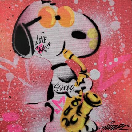 Painting Snoopy saxophone  by Kedarone | Painting Street art Graffiti, Mixed Pop icons