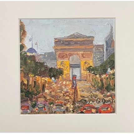 Peinture Les Champs Elysées par Dontu Grigore | Tableau Figuratif Huile Urbain
