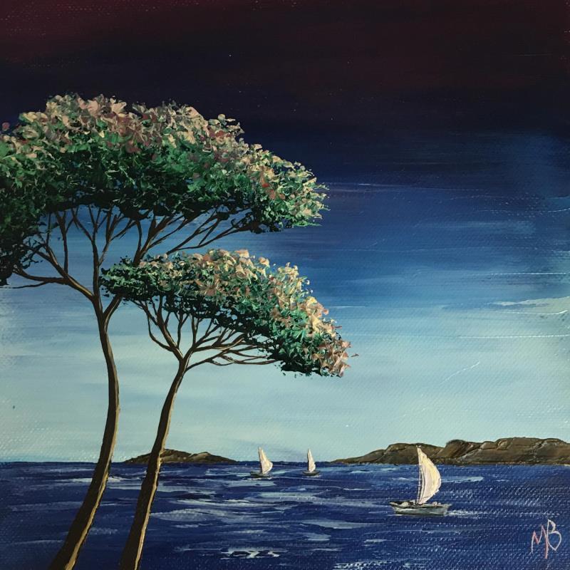Painting Journée en mer by Blandin Magali | Painting Figurative Landscapes Oil