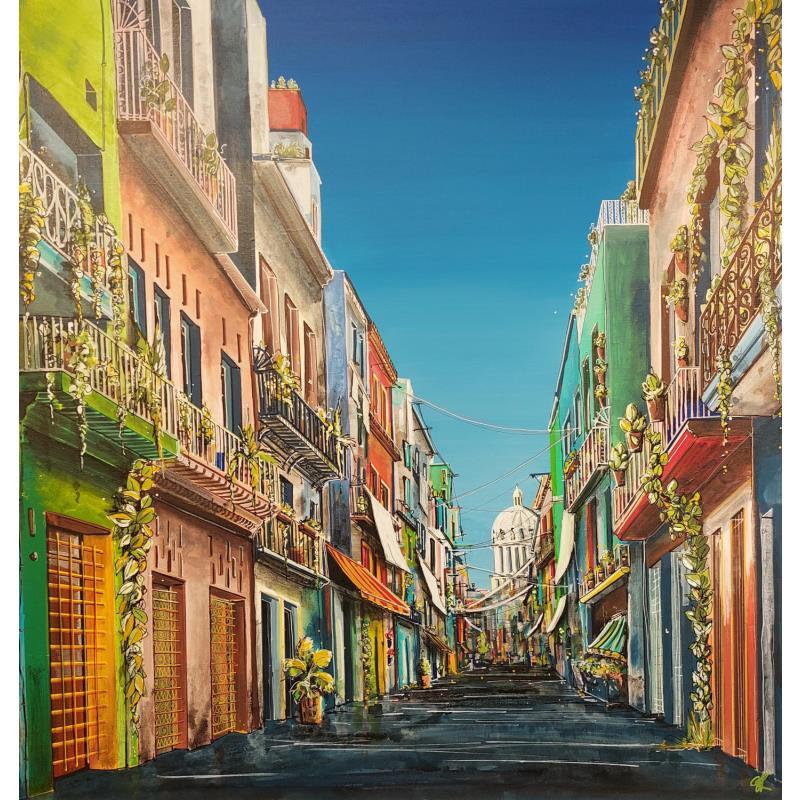 Peinture Ruelle de La Havane, Cuba par Touras Sophie-Kim  | Tableau Figuratif Urbain Acrylique