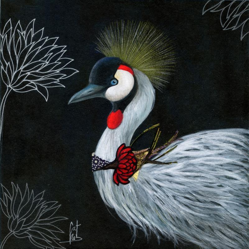 Painting GRUE by Rebeyre Catherine | Painting Figurative Mixed Acrylic Animals