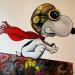 Peinture SNOOPY IS FLYING par Mestres Sergi | Tableau Pop-art Icones Pop Graffiti
