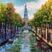 Painting Amsterdam,groenburgwal and zuiderkerk. by De Jong Marcel | Painting Figurative Landscapes Urban Oil