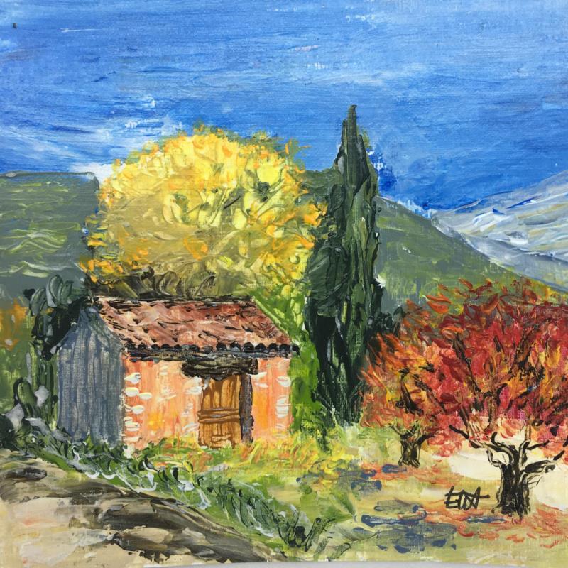 Painting Cabanon de Provence by Rey Ewa | Painting Figurative Acrylic Landscapes