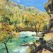 Painting Fontaine de Vaucluse by Rey Ewa | Painting Figurative Landscapes Acrylic