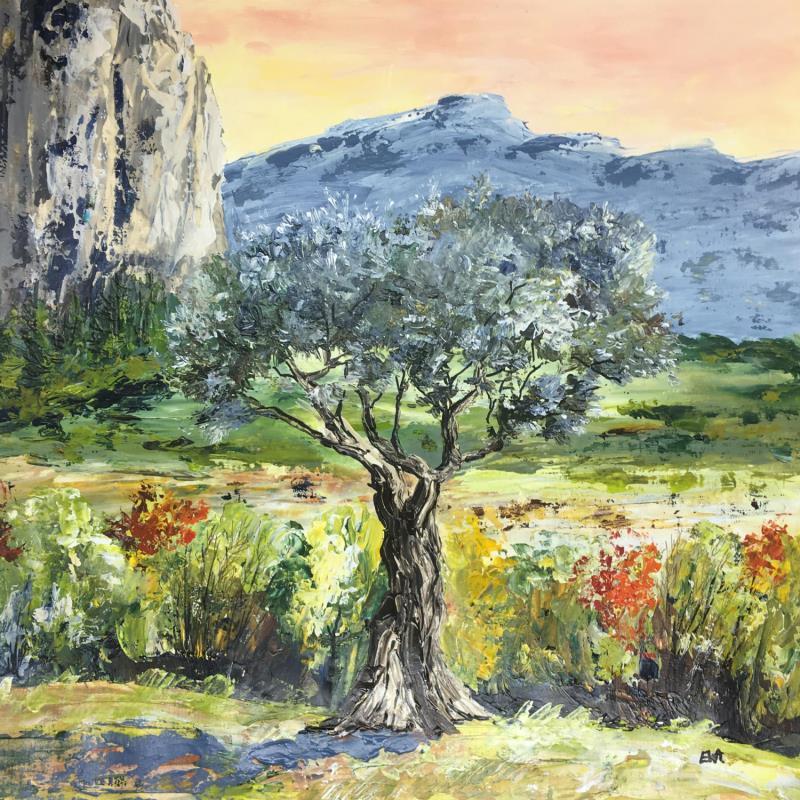 Peinture L'olivier et son royaume par Rey Ewa | Tableau Figuratif Acrylique Paysages