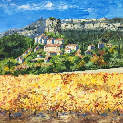 Painting L'automne de la Roque Alric by Rey Ewa | Painting Figurative Acrylic Landscapes