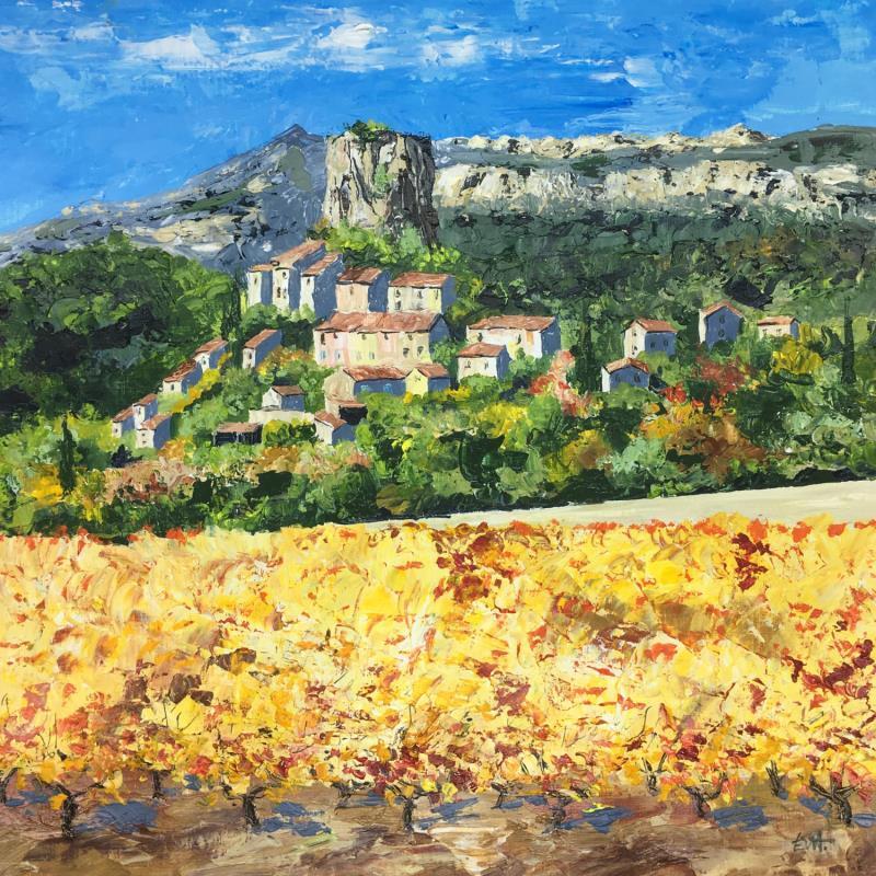 Painting L'automne de la Roque Alric by Rey Ewa | Painting Figurative Landscapes Acrylic