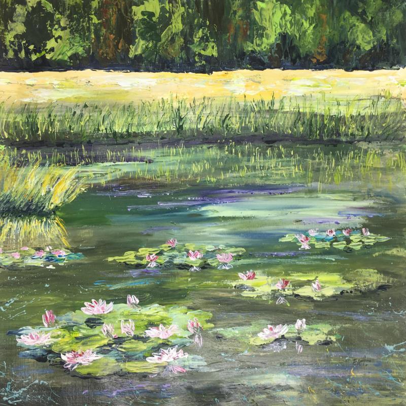 Painting Un clin d'œil à Claude Monet by Rey Ewa | Painting Figurative Landscapes Acrylic