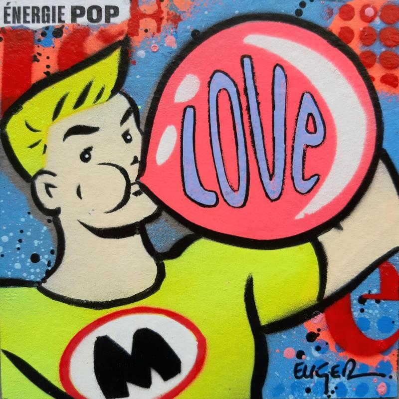 Gemälde ENERGIE POP von Euger Philippe | Gemälde Pop-Art Pop-Ikonen Graffiti Pappe Acryl Collage