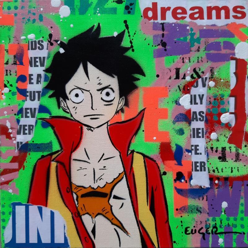 Gemälde LUFFY'S DREAMS von Euger Philippe | Gemälde Pop-Art Pop-Ikonen Graffiti Pappe Acryl Collage