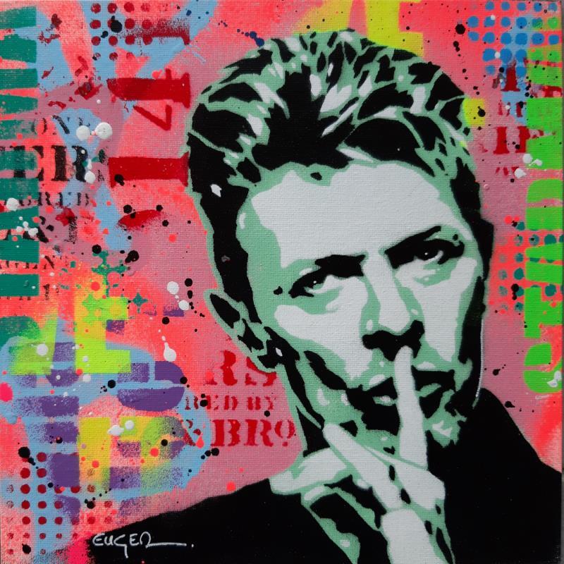 Painting DAVID BOWIE by Euger Philippe | Painting Pop art Acrylic, Cardboard, Gluing, Graffiti Pop icons