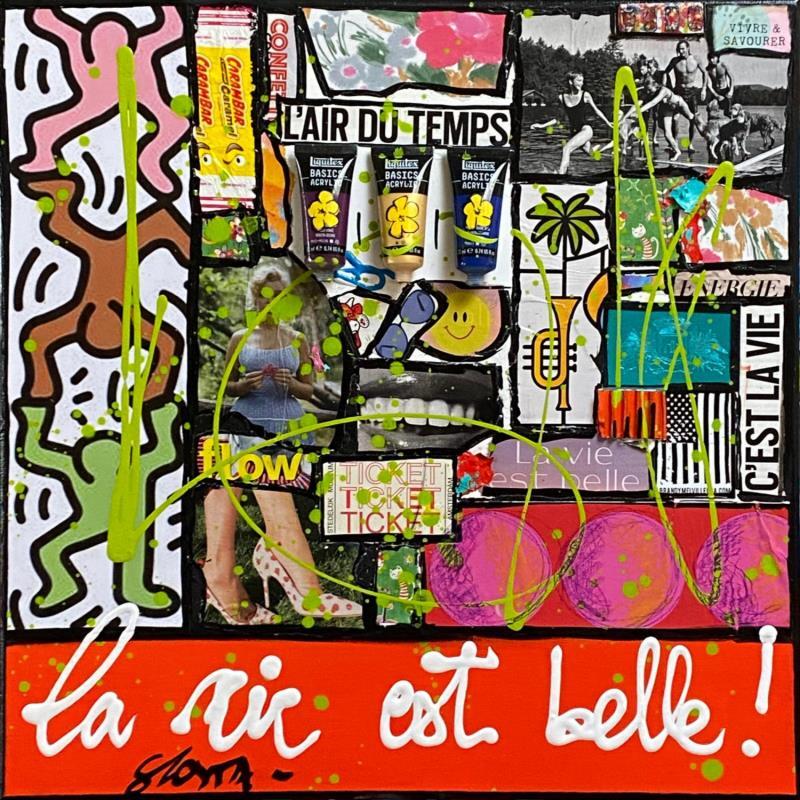 Painting La vie est belle ! by Costa Sophie | Painting Pop art Acrylic, Gluing, Posca, Upcycling Pop icons