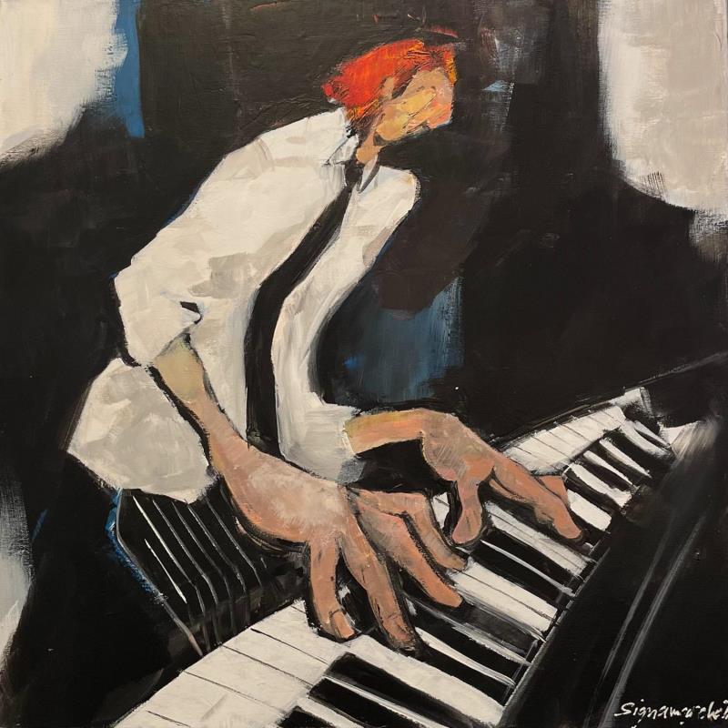 Painting Le pianiste by Signamarcheix Bernard | Painting Figurative Mixed Acrylic