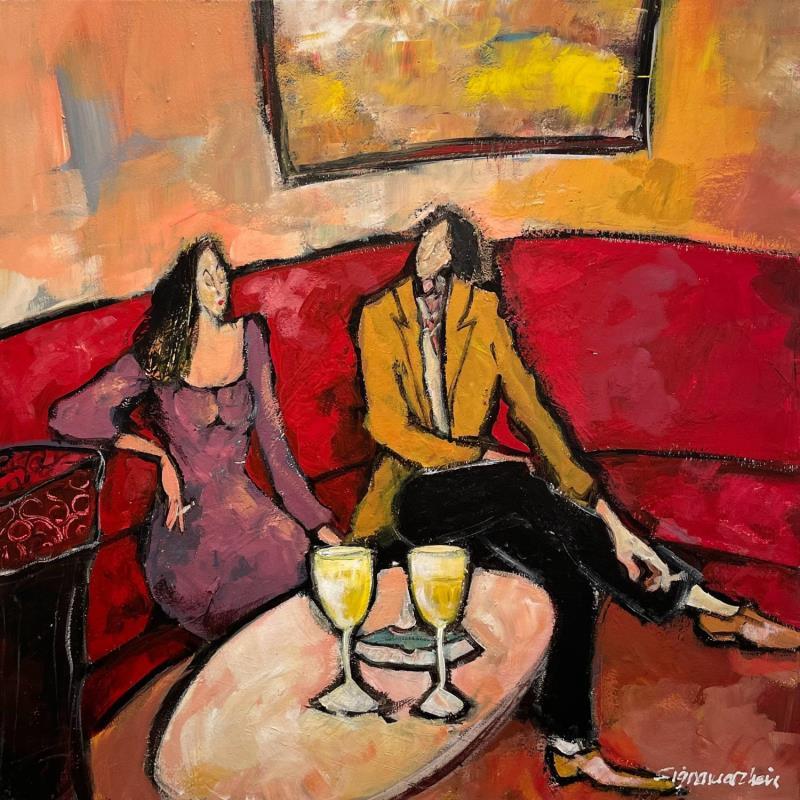 Painting Le couple, la coupe by Signamarcheix Bernard | Painting Figurative Mixed Acrylic Life style