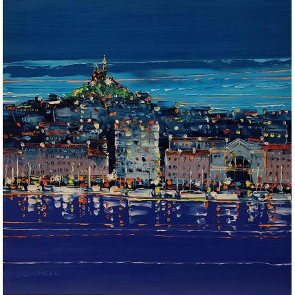Painting Marseille by night by Corbière Liisa | Painting Figurative Oil Landscapes
