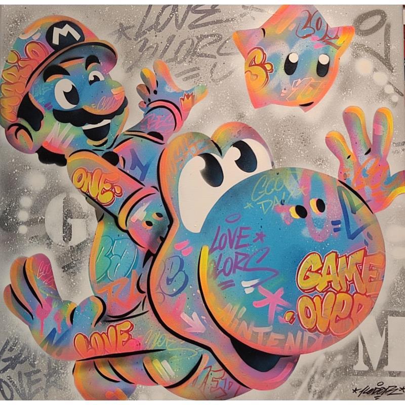 Painting Mario et Yoshi Star by Kedarone | Painting Pop art Pop icons Graffiti Posca