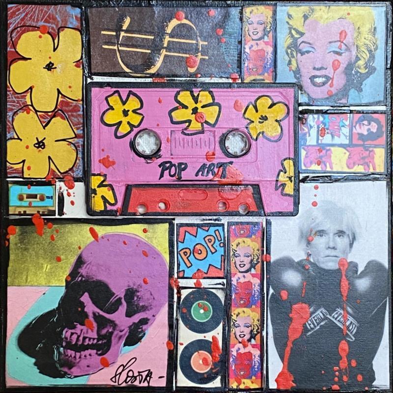 Painting pop K7 (rose) by Costa Sophie | Painting Pop art Mixed Pop icons