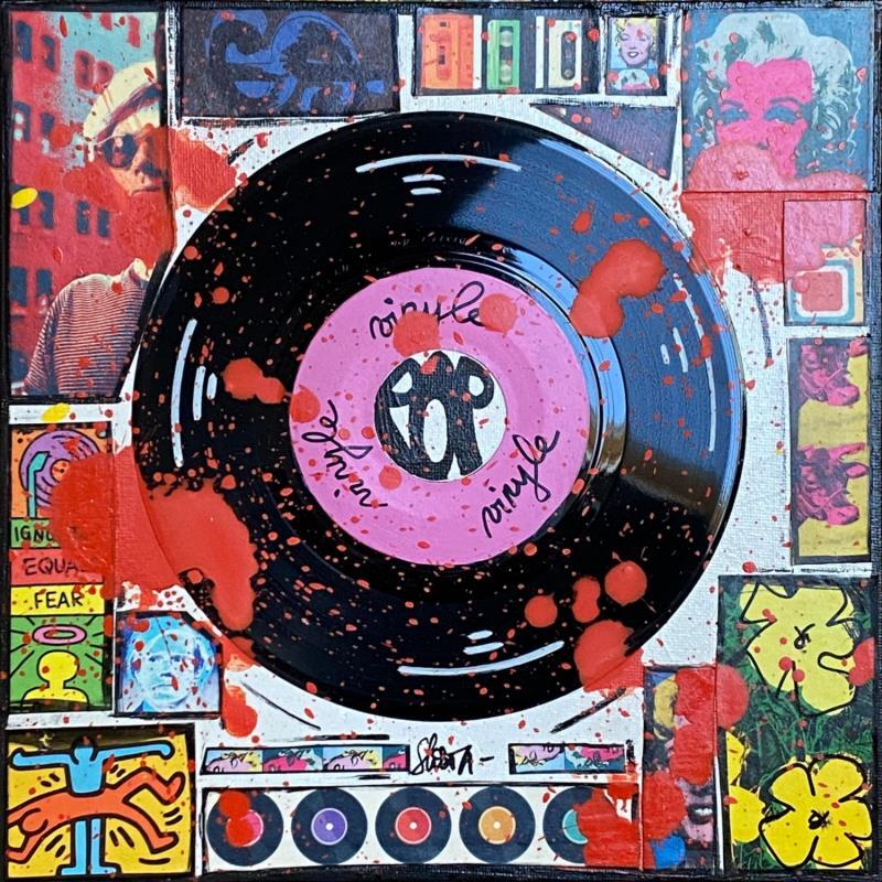 Painting POP VINYLE by Costa Sophie | Painting Pop art Mixed Pop icons