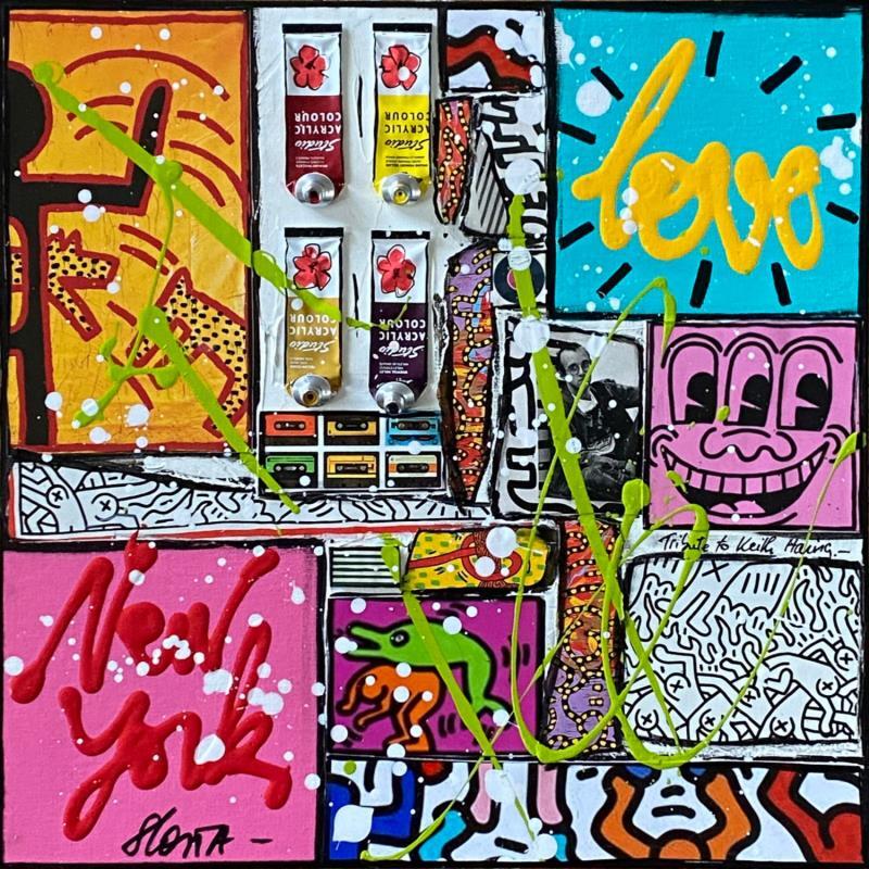 Painting Love by keith haring by Costa Sophie | Painting Pop art Mixed Pop icons