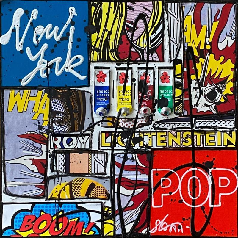 Painting POP NY (Roy Lichtenstein) by Costa Sophie | Painting Pop art Mixed Pop icons