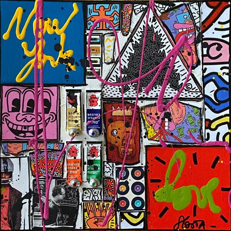 Painting Love, NY (keith haring) by Costa Sophie | Painting Pop art Mixed Pop icons