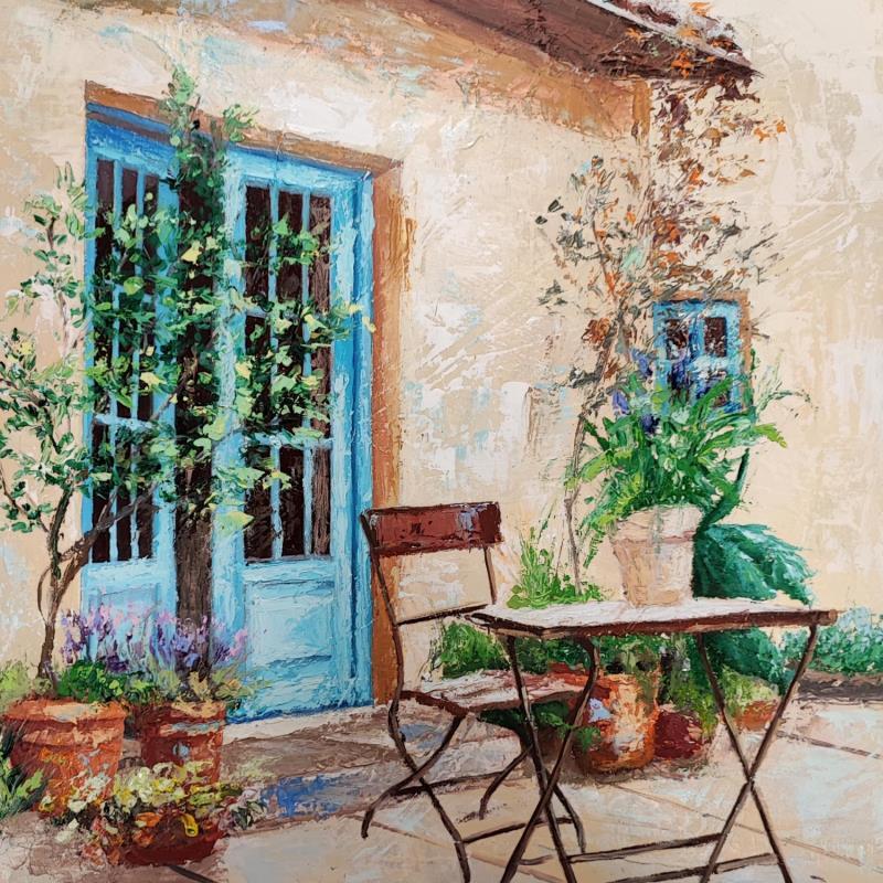 Painting El patio by Escobar Francesca | Painting Figurative Life style Wood Acrylic
