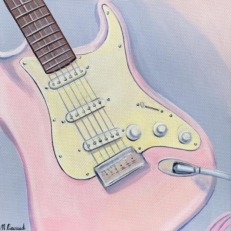 Painting ROSE GUITARE by Clavaud Morgane | Painting Figurative Life style Still-life Minimalist Acrylic