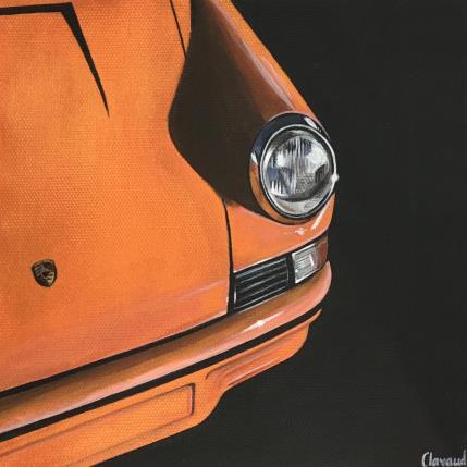 Painting Orange Porsche by Clavaud Morgane | Painting Figurative Acrylic