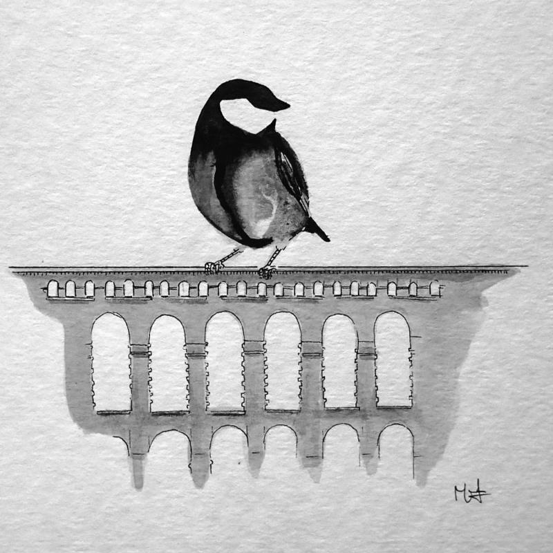 Painting Roquefavour by Mü | Painting Naive art Landscapes Animals Black & White