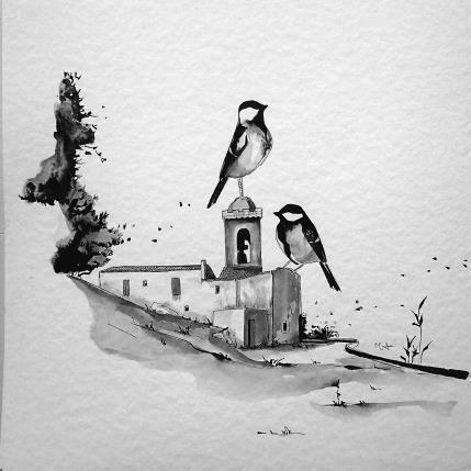 Painting Château Allauch by Mü | Painting Naive art Animals, Black & White, Urban