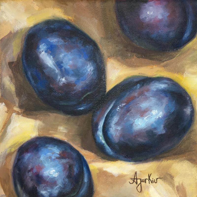 Painting Plums by Yurkiv Alina | Painting Figurative Acrylic still-life