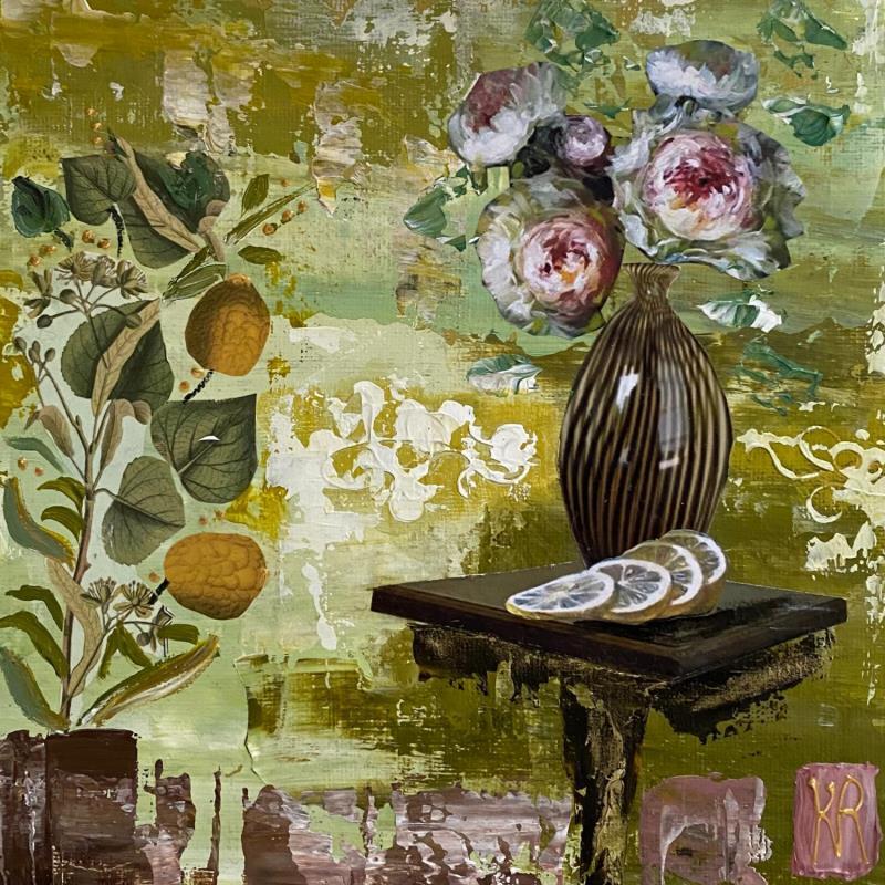 Gemälde Le jardin des agrumes von Romanelli Karine | Gemälde Figurativ Collage Pop-Ikonen, Stillleben