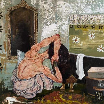 Painting La détente by Romanelli Karine | Painting Figurative Gluing Life style, Nude